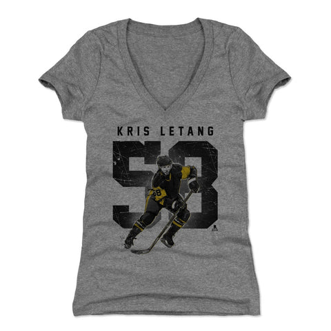 Pittsburgh Penguins Kris Letang Women's V-Neck T-Shirt Women's V-Neck T-Shirt 500 LEVEL Tri Gray S Women's V-Neck T-Shirt