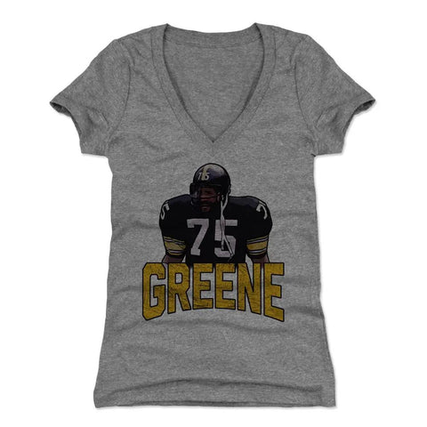 Joe Greene LIB K Women's V-Neck T-Shirt Women's V-Neck T-Shirt 500 LEVEL Tri Gray S Women's V-Neck T-Shirt