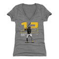 Pittsburgh Pirates Ke'Bryan Hayes Women's V-Neck T-Shirt Women's V-Neck T-Shirt 500 LEVEL Tri Gray S Women's V-Neck T-Shirt