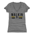 Pittsburgh Penguins Evgeni Malkin Women's V-Neck T-Shirt Women's V-Neck T-Shirt 500 LEVEL Tri Gray S Women's V-Neck T-Shirt