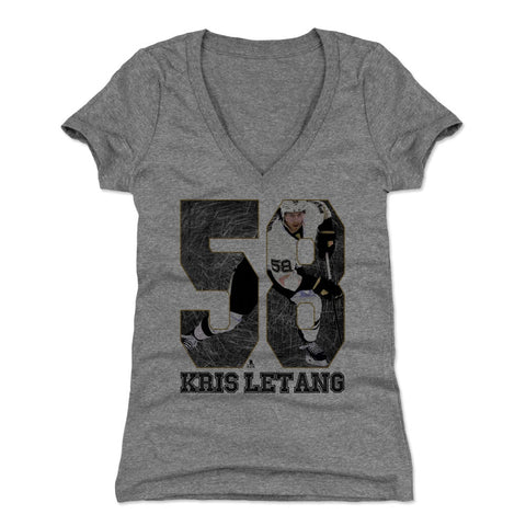 Pittsburgh Penguins Kris Letang Women's V-Neck T-Shirt Women's V-Neck T-Shirt 500 LEVEL Tri Gray S Women's V-Neck T-Shirt