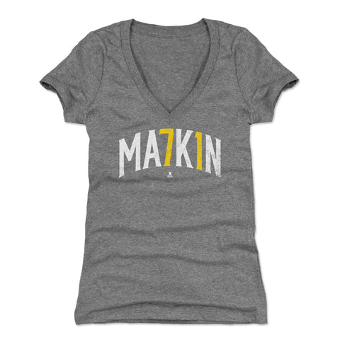 Pittsburgh Penguins Evgeni Malkin Women's V-Neck T-Shirt Women's V-Neck T-Shirt 500 LEVEL Tri Gray S Women's V-Neck T-Shirt