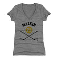 Pittsburgh Penguins Evgeni Malkin Women's V-Neck T-Shirt Women's V-Neck T-Shirt 500 LEVEL Tri Gray S Women's V-Neck T-Shirt