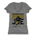 Joe Greene Pass Rush Pittsburgh Women's V-Neck T-Shirt Women's V-Neck T-Shirt 500 LEVEL Tri Gray S Women's V-Neck T-Shirt