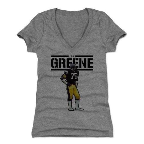 Joe Greene Play K Women's V-Neck T-Shirt Women's V-Neck T-Shirt 500 LEVEL Tri Gray S Women's V-Neck T-Shirt