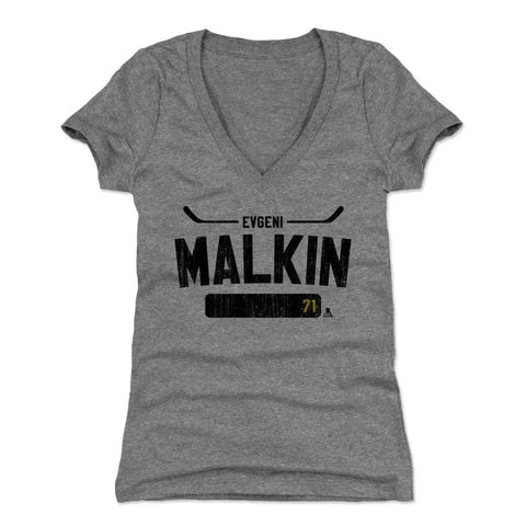 Pittsburgh Penguins Evgeni Malkin Women's V-Neck T-Shirt Women's V-Neck T-Shirt 500 LEVEL Tri Gray S Women's V-Neck T-Shirt