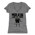 Pittsburgh Penguins Evgeni Malkin Women's V-Neck T-Shirt Women's V-Neck T-Shirt 500 LEVEL Tri Gray S Women's V-Neck T-Shirt