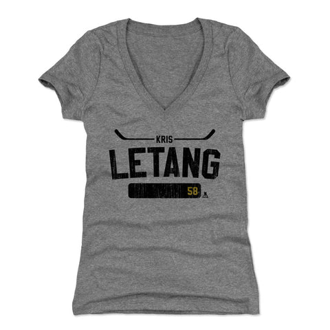 Pittsburgh Penguins Kris Letang Women's V-Neck T-Shirt Women's V-Neck T-Shirt 500 LEVEL Tri Gray S Women's V-Neck T-Shirt