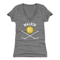 Pittsburgh Penguins Evgeni Malkin Women's V-Neck T-Shirt Women's V-Neck T-Shirt 500 LEVEL Tri Gray S Women's V-Neck T-Shirt