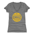 Pittsburgh Pirates Oneil Cruz Women's V-Neck T-Shirt Women's V-Neck T-Shirt 500 LEVEL Tri Gray S Women's V-Neck T-Shirt