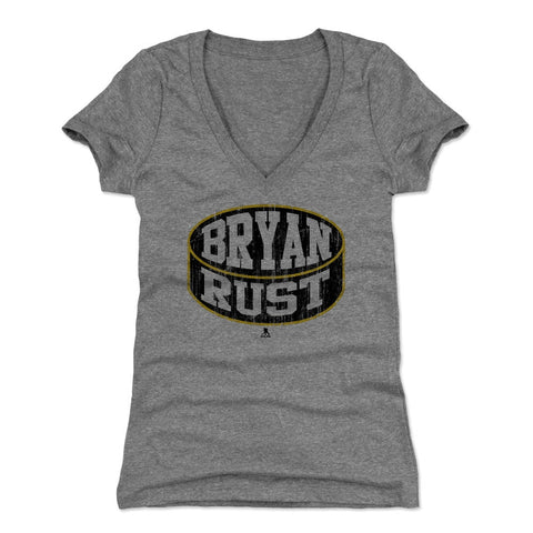 Pittsburgh Penguins Bryan Rust Women's V-Neck T-Shirt Women's V-Neck T-Shirt 500 LEVEL Tri Gray S Women's V-Neck T-Shirt