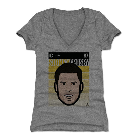 Pittsburgh Penguins Sidney Crosby Women's V-Neck T-Shirt Women's V-Neck T-Shirt 500 LEVEL Tri Gray S Women's V-Neck T-Shirt