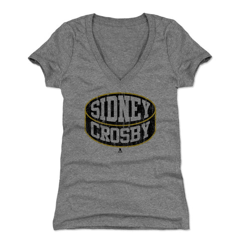 Pittsburgh Penguins Sidney Crosby Women's V-Neck T-Shirt Women's V-Neck T-Shirt 500 LEVEL Tri Gray S Women's V-Neck T-Shirt