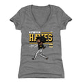 Pittsburgh Pirates Ke'Bryan Hayes Women's V-Neck T-Shirt Women's V-Neck T-Shirt 500 LEVEL Tri Gray S Women's V-Neck T-Shirt