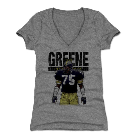 Joe Greene Sketch K Women's V-Neck T-Shirt Women's V-Neck T-Shirt 500 LEVEL Tri Gray S Women's V-Neck T-Shirt