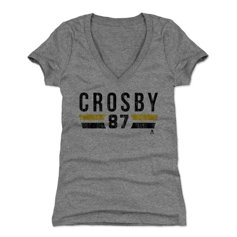 Pittsburgh Penguins Sidney Crosby Women's V-Neck T-Shirt Women's V-Neck T-Shirt 500 LEVEL Tri Gray S Women's V-Neck T-Shirt