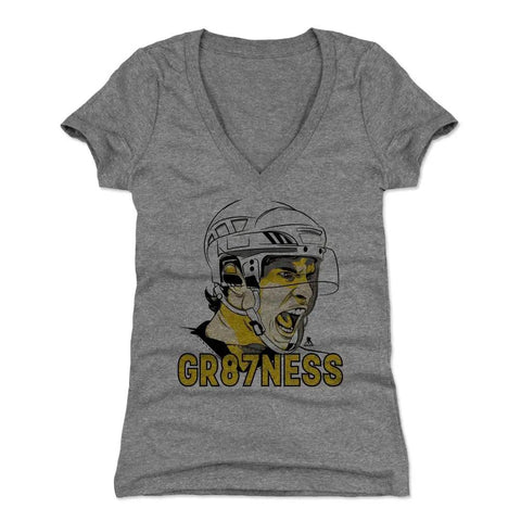 Pittsburgh Penguins Sidney Crosby Women's V-Neck T-Shirt Women's V-Neck T-Shirt 500 LEVEL Tri Gray S Women's V-Neck T-Shirt