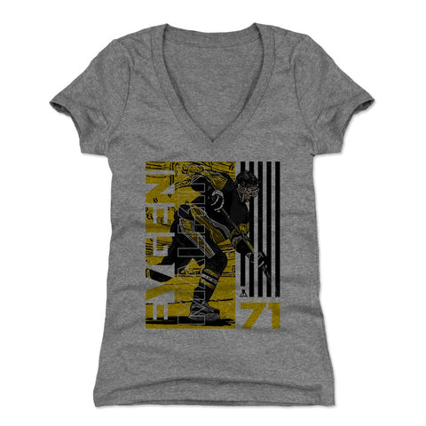 Pittsburgh Penguins Evgeni Malkin Women's V-Neck T-Shirt Women's V-Neck T-Shirt 500 LEVEL Tri Gray S Women's V-Neck T-Shirt