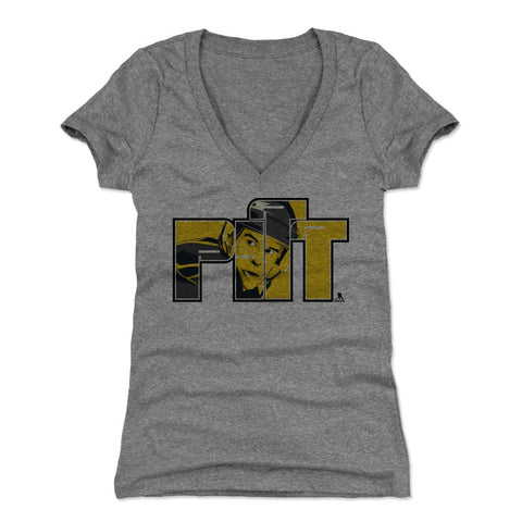 Pittsburgh Penguins Sidney Crosby Women's V-Neck T-Shirt Women's V-Neck T-Shirt 500 LEVEL Tri Gray S Women's V-Neck T-Shirt