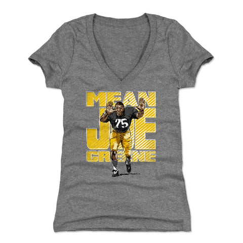 Joe Greene Bold  Women's V-Neck T-Shirt Women's V-Neck T-Shirt 500 LEVEL Tri Gray S Women's V-Neck T-Shirt