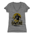 Joe Greene Pittsburgh Skyline Women's V-Neck T-Shirt Women's V-Neck T-Shirt 500 LEVEL Tri Gray S Women's V-Neck T-Shirt