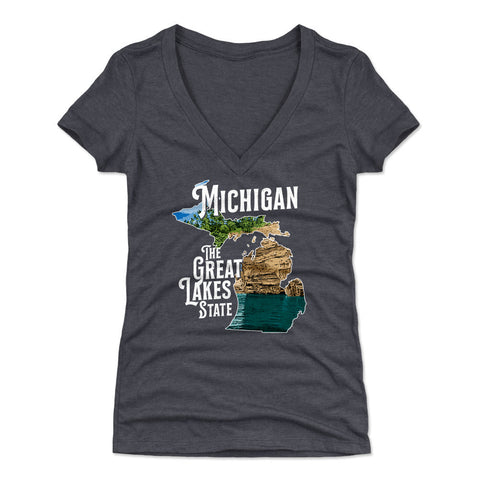 Michigan The Great Lakes State Silhouette WHT
