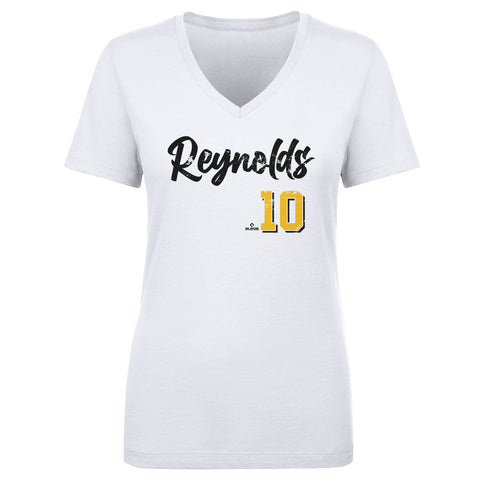 Pittsburgh Pirates Bryan Reynolds Women's V-Neck T-Shirt Women's V-Neck T-Shirt 500 LEVEL White S Women's V-Neck T-Shirt