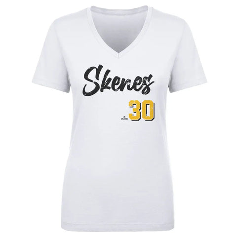 Pittsburgh Pirates Paul Skenes Women's V-Neck T-Shirt Women's V-Neck T-Shirt 500 LEVEL White S Women's V-Neck T-Shirt