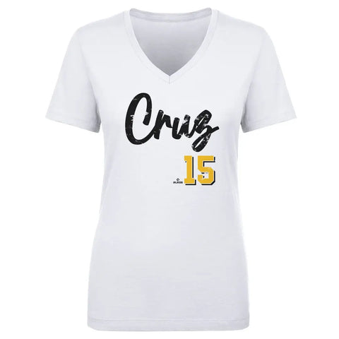 Pittsburgh Pirates Oneil Cruz Women's V-Neck T-Shirt Women's V-Neck T-Shirt 500 LEVEL White S Women's V-Neck T-Shirt