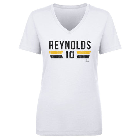 Pittsburgh Pirates Bryan Reynolds Women's V-Neck T-Shirt Women's V-Neck T-Shirt 500 LEVEL White S Women's V-Neck T-Shirt