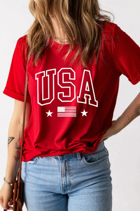 USA American Flag Crewneck T Shirt