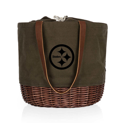 Pittsburgh Steelers - Coronado Canvas and Willow Basket Tote Picnic Basket Picnic Time Family of Brands Khaki Green  