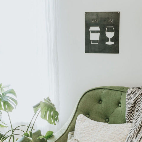 AM PM Wall Decor – Modern Decorative Metal Sign for Living Room Wall Decor - YinzerShop