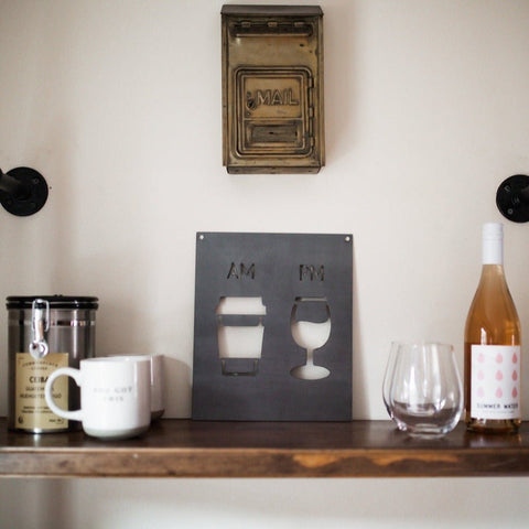 AM PM Wall Decor – Modern Decorative Metal Sign for Living Room Wall Decor - YinzerShop