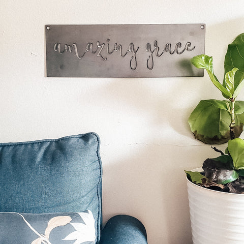 Amazing Grace Wall Decor – 18x6 Metal Wall Sign With Patina Finish Wall Decor - YinzerShop