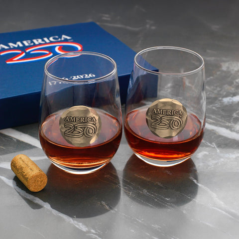 America250 2-Piece Wine Glass Commemorative Gift Set (Bronze) - YinzerShop