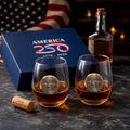 America250 2-Piece Wine Glass Commemorative Gift Set (Bronze) - YinzerShop