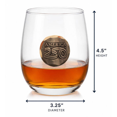 America250 2-Piece Wine Glass Commemorative Gift Set (Bronze) - YinzerShop