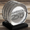 America250 4-Piece Commemorative Coaster Set with Caddy (Aluminum) - YinzerShop