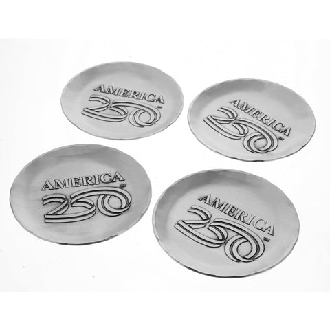 America250 4-Piece Commemorative Coaster Set with Caddy (Aluminum) - YinzerShop