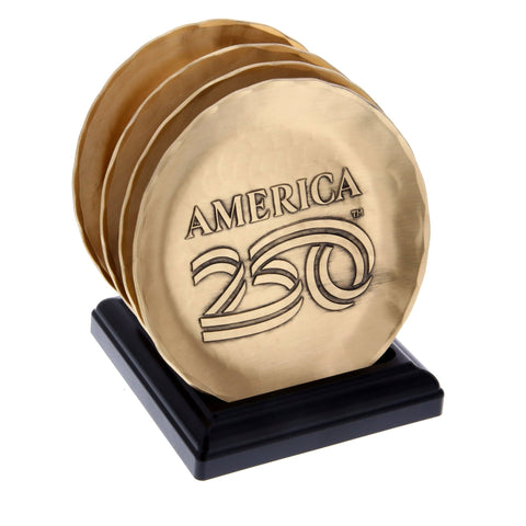 America250 4-Piece Commemorative Coaster Set with Caddy (Bronze) - YinzerShop