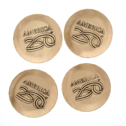 America250 4-Piece Commemorative Coaster Set with Caddy (Bronze) - YinzerShop