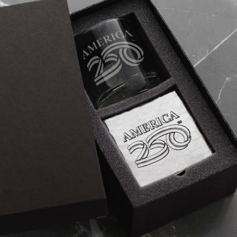 America250 Rocks Glass with Coaster Commemorative Gift Set - YinzerShop