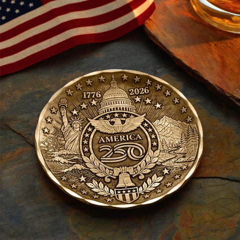 America250 Sea to Shining Sea Commemorative Coaster (Bronze) - YinzerShop
