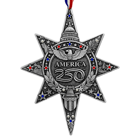 America250 Sea to Shining Sea Commemorative Ornament (Aluminum and Crystals) - YinzerShop