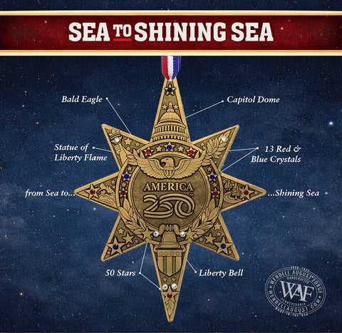 America250 Sea to Shining Sea Commemorative Ornament (Bronze and Crystals) - YinzerShop