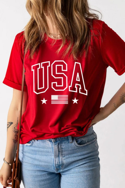 American Flag T Shirt - USA Flag Tee | Patriotic Crewneck Shirt, Soft Breathable Fabric - YinzerShop