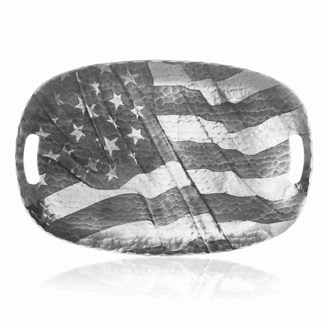 American Flag Tray - Wendell August Forge Hand Hammered Aluminum Luncheon Serving Tray Tray - YinzerShop