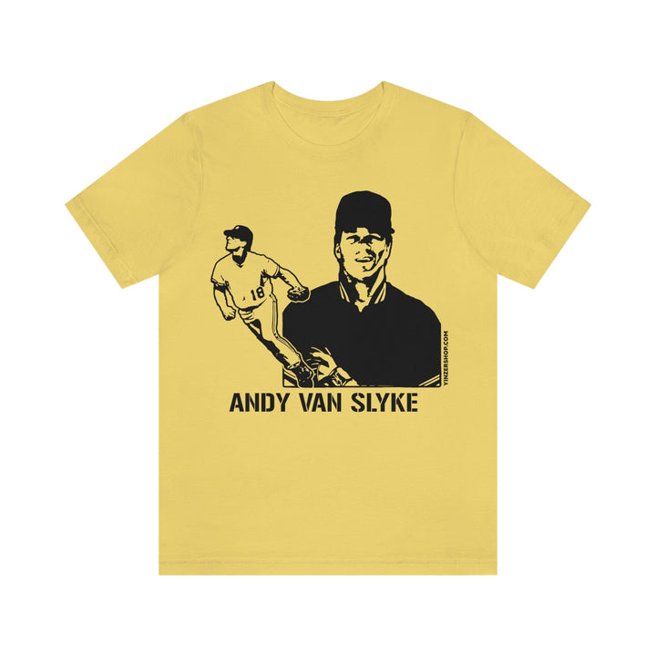 Andy Van Slyke Legend T-Shirt Short Sleeve Tee T-Shirt Printify Yellow S 