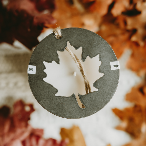 Autumn Breeze Candle + Maple Leaf Ornament Set